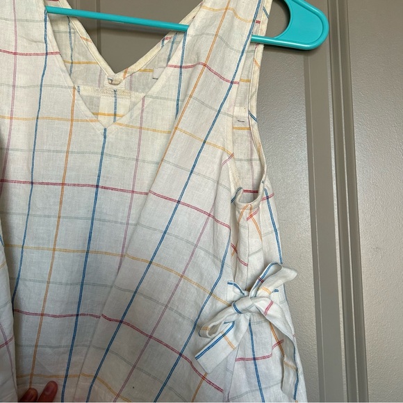Madewell Small Side-Tie Tank Top in Windowpane, White Multicolor Plaid, Bows - Picture 5 of 8